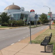 MetroBus Stop #5341: Oakland at St. Louis Science Center, westbound