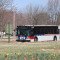 A bus stops near the History Museum.