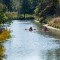 Forest Park visitors paddle on two kayaks on Post-Dispatch Lake.